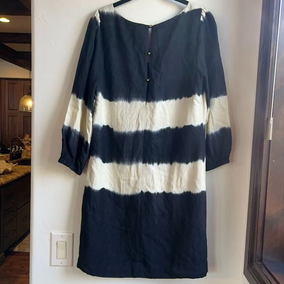 ANTHROPOLOGIE Floreat Indigo Inkwash Shift Long Sleeve Tunic Dress French Sz 4 - Picture 4 of 11
